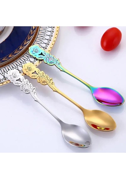 1 Adet 07 Tarzı 1 Adet Paslanmaz Çelik Gül Çiçek Kaşığı Yaratıcı Süt Kahve Kaşığı Dondurma Şeker Çay Kaşığı Aksesuarları Sofra Karıştırma Kaşığı (Yurt Dışından) modelleri