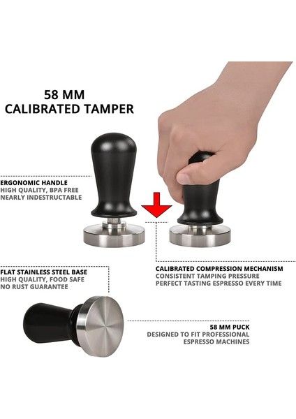 Ahşap Sap B Tarzı 53 mm Kalibre Kahve Sabotaj mm Düz Taban, 304 Paslanmaz Çelik Profesyonel Barista Espresso Kahve Sabotaj Makinesi Aletleri (Yurt Dışından) modelleri