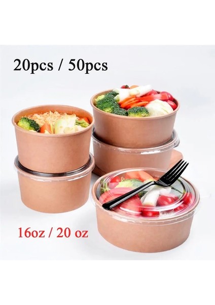 26 Oz Tarzı 20 Adet Kağıt Kapaklı Tek Kullanımlık Kraft Kağıt Kase Meyve Salatası Kasesi Kapakları Gıda Ambalaj Kapları Parti Şekerleri (16OZ 26OZ) (Yurt Dışından) fiyatları
