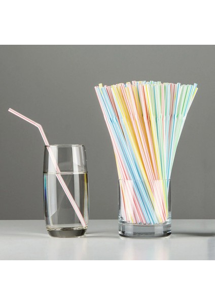 600 Adet Tarzı Tek Kullanımlık Pipetler Esnek Plastik Içme Pipetleri Floresan Pipetler Parti Bar Kulübü Dıy Içecek Hasır Bar Aksesuarları Pp (Yurt Dışından)