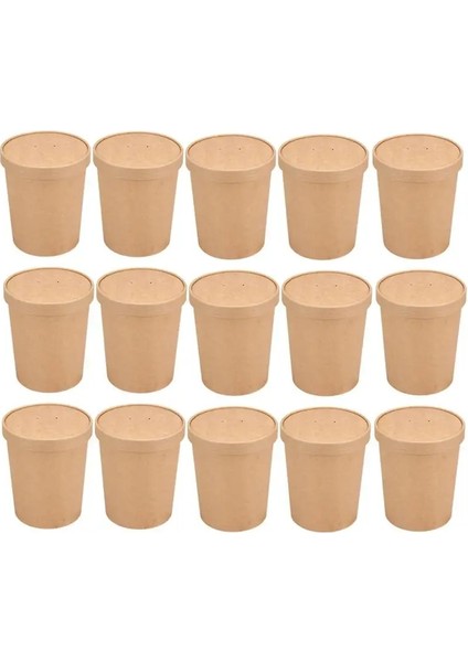 8 Ons Tarzı 25 Takım Ambalaj Kutuları Modern Paket Servis Kutuları Şık Paket Servis Kovaları Kraft Kağıt Filmi Fast Food Kağıt Çorba Kovası Lapa Bardağı (Yurt Dışından)
