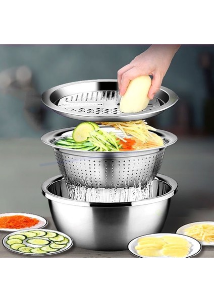 3 Adet Tarzı Et Çok Fonksiyonlu Mutfak Aracı Rende Süzgeç Paslanmaz Çelik Sebze Meyve Rendeler Drenaj Havzası Pirinç Yıkama Filtresi (Yurt Dışından) fiyatları