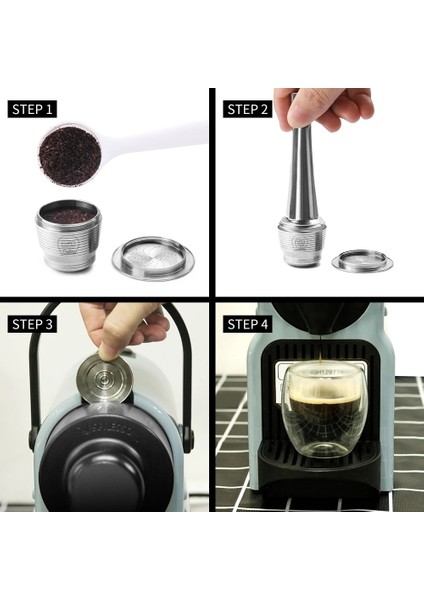 1 Kaşık Altın Tarzı Yeniden Kullanılabilir Kapsül Gıda Sınıfı Paslanmaz Çelik Kahve Nespresso Kahve Makinesi Için Uyumlu Dozaj Halkalı Orijinal Hat (Yurt Dışından) fiyatları