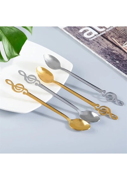 Gümüş Tarzı Upspirit Nota Şekli Paslanmaz Çelik Kahve Kaşığı Yaratıcı Çay Dondurma Kaşığı Altın Sofra Takımı Bar Yemek Tatlı Kaşığı (Yurt Dışından) fırsatları