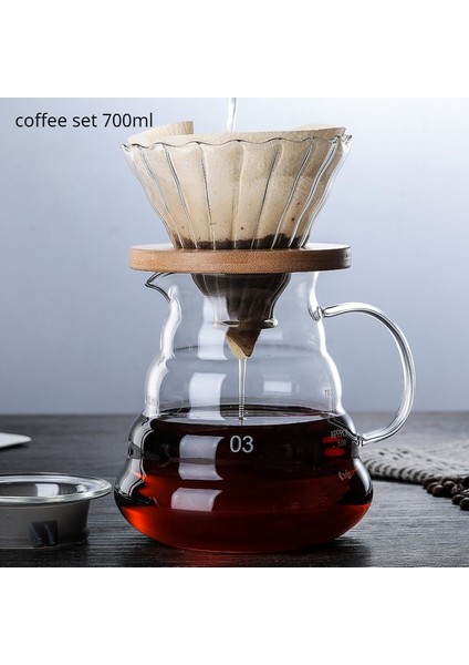 06 Stil 700ML Stili Cezve V60 Cam Kahve Makinesi Ahşap 700MLMLML Kahve Damlatıcı ve Kahve Filtresi Için Tencere Seti Yeniden Kullanılabilir Kahve Filtreleri (Yurt Dışından)