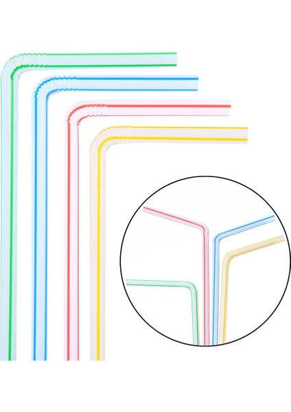 Mor Tarzı Lastic Içme Pipetleri 8 Inç Uzun Çok Renkli Çizgili Bedable Tek Kullanımlık Pipetler Parti Çok Renkli Gökkuşağı Samanı (Yurt Dışından)