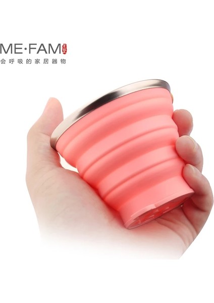 Aslan - Pembe Tarzı Me.fam Yeni Sevimli Karikatür Hayvan Paslanmaz Çelik Silikon Pe Kapaklı Katlanır Bardak Açık Katlanabilir Seyahat Çocuk Su Bardağı (Yurt Dışından)