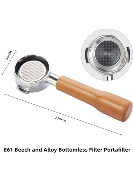 58MME61-2EAR-KAYIN Tarzı 58MM Paslanmaz Çelik Çift Kulak Kahve Makinesi Kolu Dipsiz Filtre Portafilter Evrensel Ahşap E61 Espresso Kahve Araçları (Yurt Dışından)