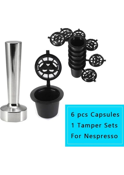 6 Kapsül Stili 6pcset Yeniden Kullanılabilir Nespresso Kahve Kapsülleri Kaşık Fırçalı Fincan Siyah Doldurulabilir Kahve Kapsülü Dolum Filtresi Cof Ware Hediye (Yurt Dışından) modelleri