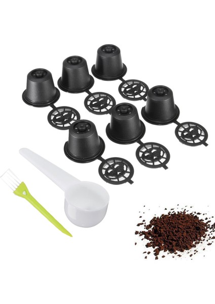 6 Kapsül Stili 6pcset Yeniden Kullanılabilir Nespresso Kahve Kapsülleri Kaşık Fırçalı Fincan Siyah Doldurulabilir Kahve Kapsülü Dolum Filtresi Cof Ware Hediye (Yurt Dışından) indirimleri