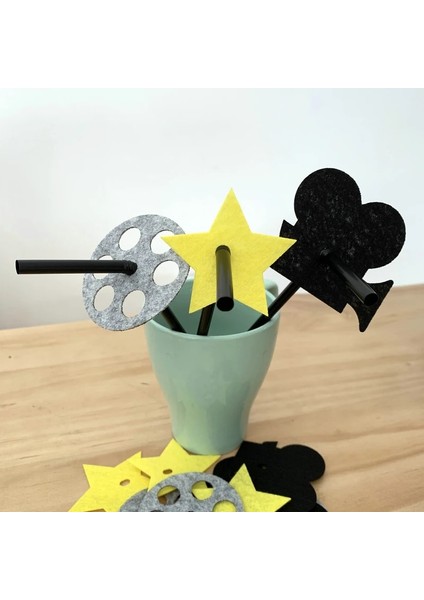 Siyah Stil 20 Adet Freeg Hollywood Parti Teması Film Hasır Keçe Bayrak Doğum Günü Partisi Dekorasyonu Bunting Tedarik Kumaşı (Yurt Dışından) fiyatları