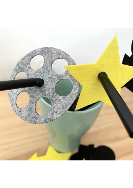 Siyah Stil 20 Adet Freeg Hollywood Parti Teması Film Hasır Keçe Bayrak Doğum Günü Partisi Dekorasyonu Bunting Tedarik Kumaşı (Yurt Dışından) fırsatları