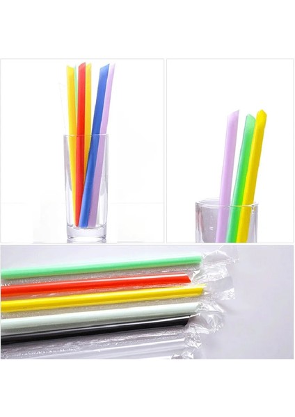 Renk Stili 100 Adet M Geniş Tek Kullanımlık Pipetler Renkler Plastik Içecek Pipetleri Inci Sütü Çay Plastik Strwas Parti Barı Temini (Yurt Dışından)