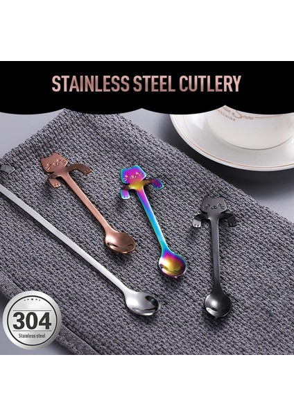 Parıltı Stili Mutfak Aletleri Bar Sevimli Kedi Kahve Kaşığı Paslanmaz Yaratıcı Kaşık Çay Kaşığı Tatlı Aperatif Kaşık Dondurma Mini Kaşık Sofra (Yurt Dışından) indirimleri