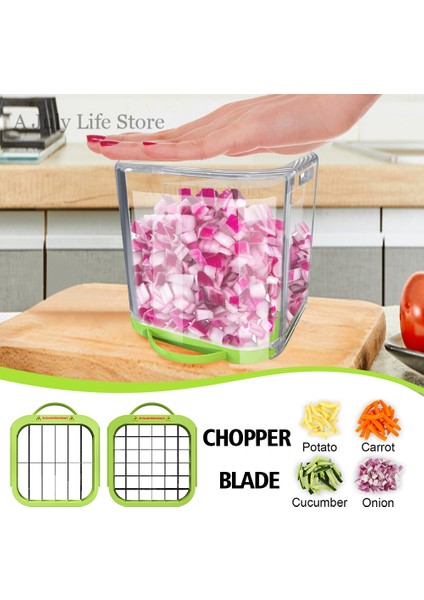 Yeşil Stil Çok Fonksiyonlu Sebze Kesici Manuel Sebze Dilimleme Havuç Patates Domates Soğan Chopper Dicer Salata Sebze Meyve Araçları (Yurt Dışından) modelleri