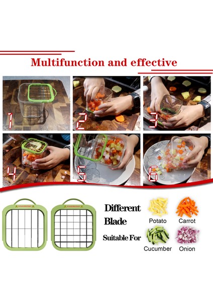Yeşil Stil Çok Fonksiyonlu Sebze Kesici Manuel Sebze Dilimleme Havuç Patates Domates Soğan Chopper Dicer Salata Sebze Meyve Araçları (Yurt Dışından) indirimleri