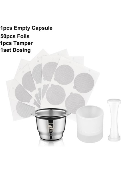 Koyu Gri Tarzı Icafilas Nespresso Için Yeniden Kullanılabilir Kahve Kapsülü Folyo Kapaklı Paslanmaz Çelik Filtre Sabotaj Dozajlı Espresso Pod (Yurt Dışından)
