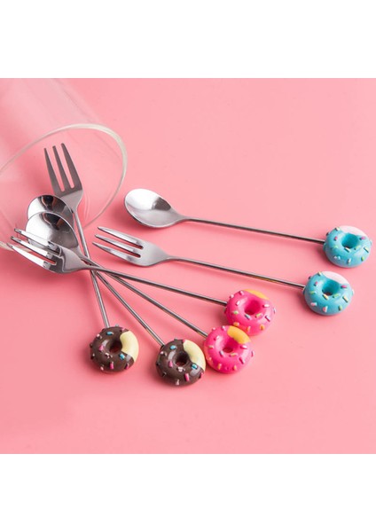 Altın Çatal 4 Tarzı Donut Tasarım Paslanmaz Çelik Kahve Kaşığı Meyve Çatalı Karıştırma Süt Çay Kaşığı Tatlı Meyve Kaşığı Mutfak Sofra 12CM (Yurt Dışından) fiyatları