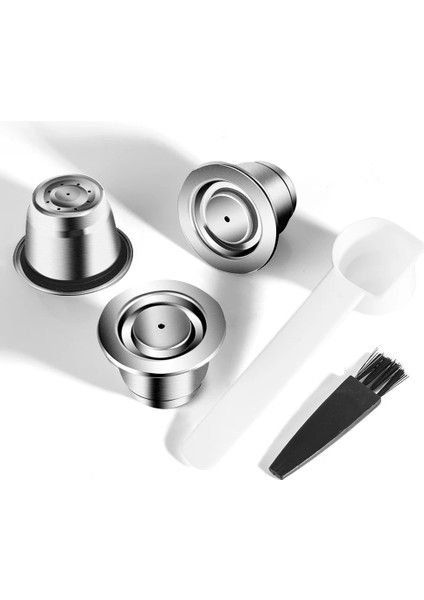 Koyu Gri Tarzı Icafilas Nespresso Doldurulabilir Kapsül Yeniden Kullanılabilir Paslanmaz Çelik Yeniden Kullanılabilir Kapsüller Kahve Filtresi Pod Kahve Sabotaj Kaşığı (Yurt Dışından)