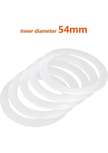 54 mm Tarzı 5 Adet Beyaz Yumuşak Esnek Yedek Silikon Contalar Yıkayıcılar Sızdırmazlık Halkaları Fincan Moka Ekspres Tencere ile Uyumlu (Yurt Dışından)