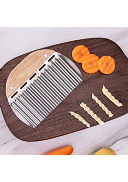 Turuncu Tarzı Ahşap Patates Izgara Dilimleyici Sebze Rende Oluklu Net Kıyıcı Kesici Dalga Bıçak Er Salata Mutfak Parçalayıcı Soyucu Ezici (Yurt Dışından)