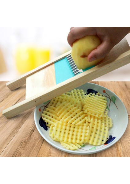 Turuncu Tarzı Ahşap Patates Izgara Dilimleyici Sebze Rende Oluklu Net Kıyıcı Kesici Dalga Bıçak Er Salata Mutfak Parçalayıcı Soyucu Ezici (Yurt Dışından) fırsatları