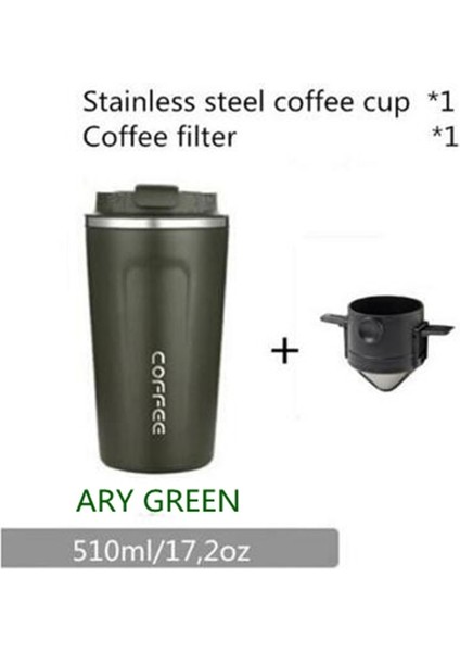 510ML Yeşil Stil Yeniden Kullanılabilir Kahve Filtresi Taşınabilir Kahve Seyahat Kupa El Yapımı Kahve Damlatıcı Çay Bardağı Seti Cezve Kahve Gereçleri (Yurt Dışından)
