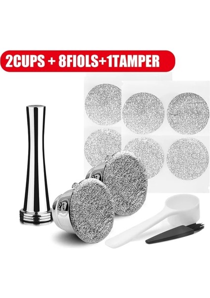 Koyu Gri Tarzı 2 Kullanımlık Yeniden Dolum Kahve Kapsülü Nespresso Filtre Pod Kahve Makinesi Için Tek Kullanımlık Folyolu Contalar ve Paslanmaz Çelik Dudak (Yurt Dışından)