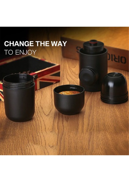 Siyah Stil Mini Manuel Taşınabilir Kahve Öğütücü Mini Espresso Fincan Manuel El Basınçlı Espresso Kahve Makinesi Seyahat Kahve Makinesi (Yurt Dışından)