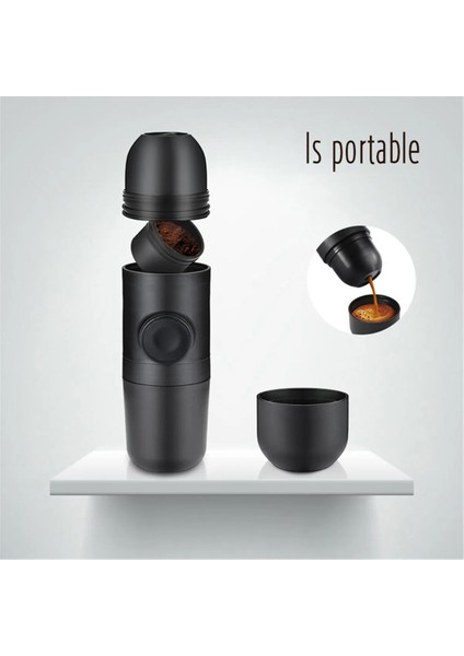 Siyah Stil Mini Manuel Taşınabilir Kahve Öğütücü Mini Espresso Fincan Manuel El Basınçlı Espresso Kahve Makinesi Seyahat Kahve Makinesi (Yurt Dışından)