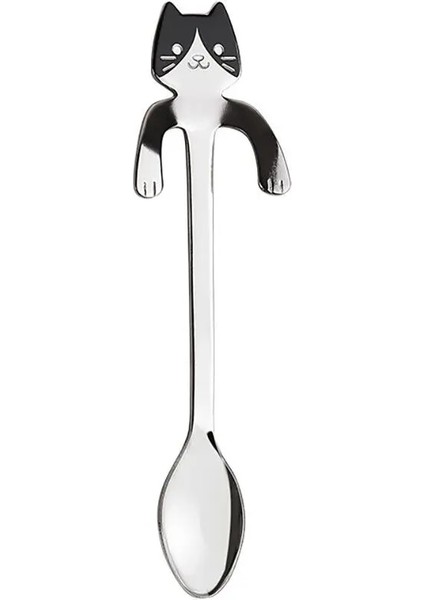 Renkli Yüz Siyah Stil 1 Adet Sıcak Paslanmaz Çelik Karikatür Kedi Kaşığı Yaratıcı Dondurma Şeker Çay Kaşığı Mutfak Malzemeleri Sofra Kahve Içme Araçları (Yurt Dışından)