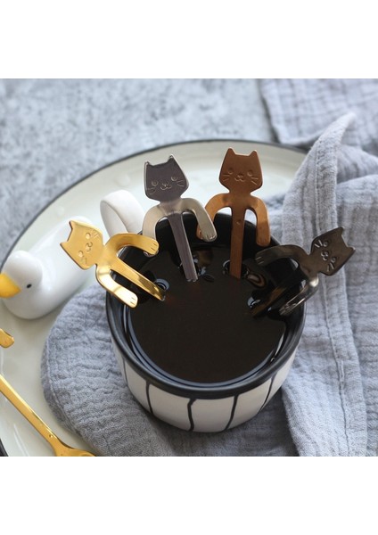 Renkli Yüz Siyah Stil 1 Adet Sıcak Paslanmaz Çelik Karikatür Kedi Kaşığı Yaratıcı Dondurma Şeker Çay Kaşığı Mutfak Malzemeleri Sofra Kahve Içme Araçları (Yurt Dışından) fiyatları