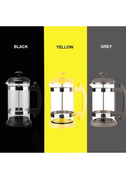 Açık Sarı Stil Paslanmaz Çelik Cam Demlik Cafetiere Fransız Kahve Çay Percolator Filtre Pres Piston L Manuel Kahve Espresso Makinesi Pot (Yurt Dışından)
