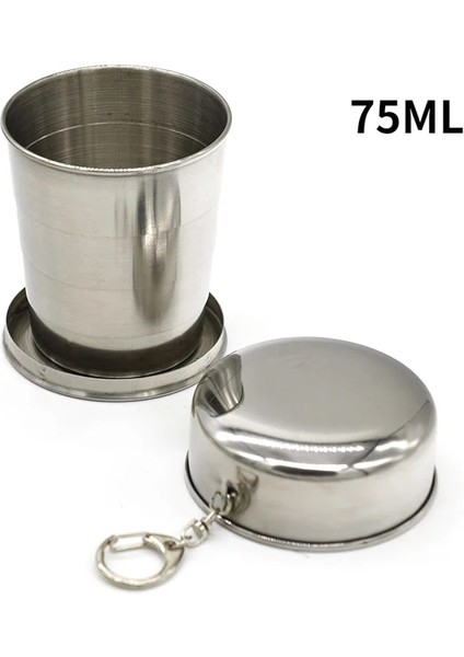 75ML Stili 6 Parça 75MLMLML Paslanmaz Çelik Katlanır Bardak Taşınabilir Açık Seyahat Kamp Teleskopik Şarap Bardağı Anahtarlık Denizci Fincan (Yurt Dışından)