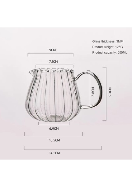 14.5x9.3cm Stili Isıya Dayanıklı Şeffaf Cam Çay Sürahi Japon Tarzı Çizgili Süt Sürahisi Sapı Kahve Süt Çaydanlık Su Sürahisi Ev Cafe Drinkware (Yurt Dışından)