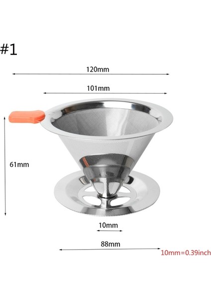 No.1 Tarzı Yeniden Kullanılabilir Kahve Filte Paslanmaz Çelik Koni Kahve Filtre Sepetleri Kafes Süzgeç Kahve Damlatıcı Üzerine Dökün (Yurt Dışından)