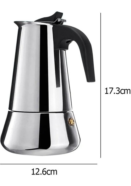 200ML Tarzı Soba Moka Cezve Paslanmaz Çelik Kahve Makinesi Moka Espresso Percolator Ocak Üstü Kahve Makinesi Pot ml (Yurt Dışından)