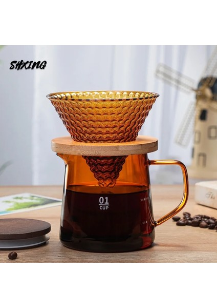 B1 Stili V60 Pour Over Glass Range Kahve Sunucusu 300ML 500ML Sürahi Damla Cezve Barista Percolator Şeffaf Kahve Su Isıtıcısı Brewer (Yurt Dışından)
