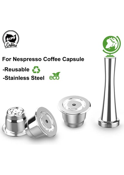 Açık Yeşil Tarzı Icafilas Nespresso Paslanmaz Çelik Kahve Filtreleri Için Yeniden Kullanılabilir Kahve Kapsülü Espresso Kahve Crema Pod Maker Yeni Yükseltildi (Yurt Dışından) fırsatları
