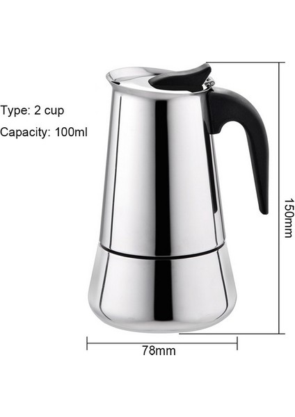 100ML Tarzı Paslanmaz Çelik Su Isıtıcısı Kahve Bira Su Isıtıcısı Pot Taşınabilir Espresso Kahve Makinesi Moka Pot Pro Barista 100MLMLMLML (Yurt Dışından)