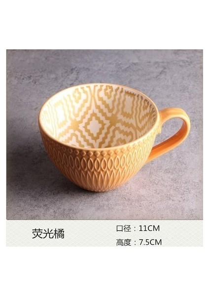 NO14 Tarzı Seramik El Boyalı Kahve Fincanı Yaratıcı Vintage Fincan Cafe Bar Malzemeleri Kabartmalı Kişilik Kahvaltı Fincan Renkli Handpainted (Yurt Dışından)