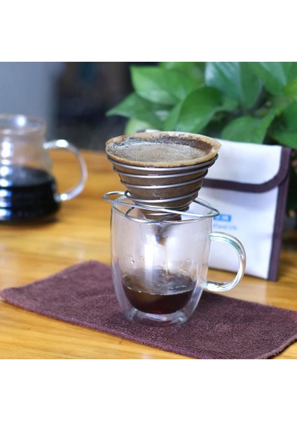 1 Adet Gümüş Tarzı 1 Adet Espresso Kahve Filtresi Net Katlanabilir Kahve Damlatıcı Filtre Bardak Tutucu Katı Damla Kahve Makinesi Doldurulabilir Bahar Tarzı Brewer (Yurt Dışından)