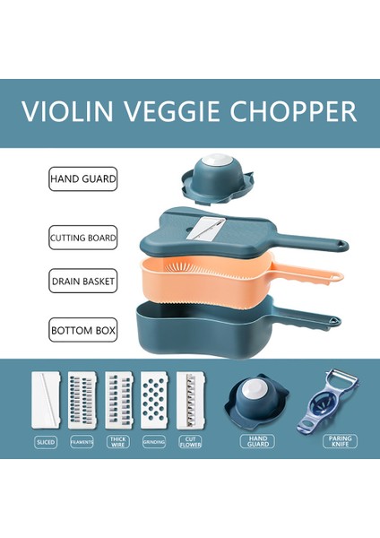 C Tarzı Sebze Kesici Çok Fonksiyonlu 8 In 1 Sebze Dilimleme Havuç Patates Soğan Chopper Sepeti Rende Mutfak Aksesuarla Aracı (Yurt Dışından)