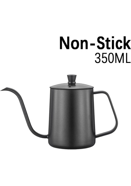 Siyah 350ML Tarzı Damla Su Isıtıcısı 350ML 600ML Kahve Çaydanlık Üzerine Dökün Yapışmaz Gıda Sınıfı Paslanmaz Çelik Deve Boynu Damla Su Isıtıcısı Kuğu Boynu Ince Ağız (Yurt Dışından)