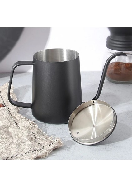 Siyah 350ML Tarzı Damla Su Isıtıcısı 350ML 600ML Kahve Çaydanlık Üzerine Dökün Yapışmaz Gıda Sınıfı Paslanmaz Çelik Deve Boynu Damla Su Isıtıcısı Kuğu Boynu Ince Ağız (Yurt Dışından)