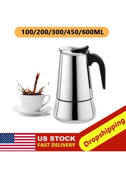 600ML C Tarzı Alüminyum Moka Pot Sekizgen Kahve Makinesi Mocha Kahve Siyah Kahve Italyan Kahvesi 100MLMLMLML Pro Barista Pot (Yurt Dışından) fiyatları