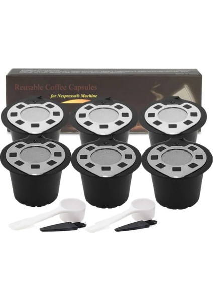 6 Adet Şerit Stili Nespresso Paslanmaz Çelik Mech Için Kahve Filtreleri Doldurulabilir Kahve Kapsülü Pod Damlatıcı Sepet Fincan Cafeteira Gümüş Altın (Yurt Dışından)