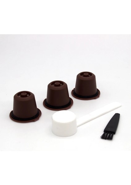 Kahverengi Tarzı 3 Parça 3 Adet Yeniden Doldurulabilir Yeniden Kullanılabilir Nespresso Kahve Kapsül Kaşık Fırçalı Fincan Siyah Doldurulabilir Kahve Kapsülü Dolum Filtre Kahve (Yurt Dışından)