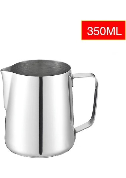 350ML Tarzı Paslanmaz Çelik Süt Köpürtme Sürahisi Kalın Kahve Süt Köpürtücü Kupalar Italyan Latte Art Sürahi Süt Sürahi Köpürtücü Fincan Ölçek L (Yurt Dışından)