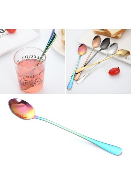 Gümüş Tarzı 19.4X3.2X1CM Paslanmaz Çelik Latte Uzun Çay Kahve Kaşığı Soda Dondurma Tatlı Sundae Kaşık (Yurt Dışından)